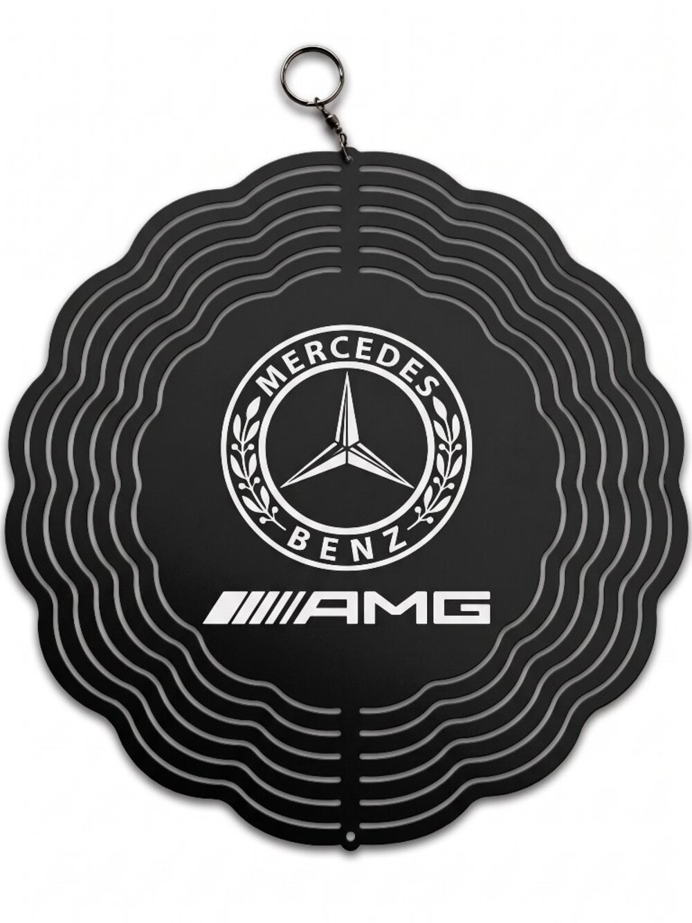 10" Mercedes-Benz AMG Kinetic Wind Spinner - Black Metal Hanging Yard Decor